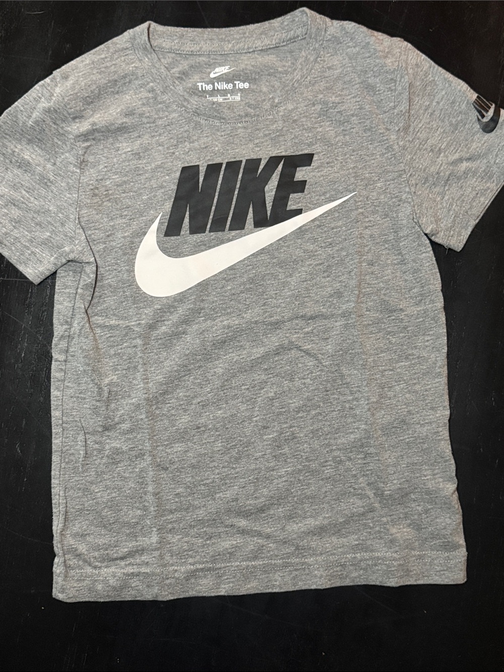 Nike Gray Short Sleeve Logo Tee with Black & White Branding